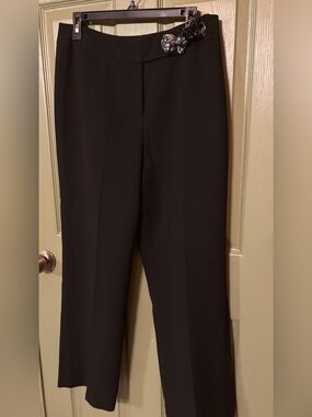 Dress Barn Black Wide-Leg Dress Pants with Scarf Tie at Waist